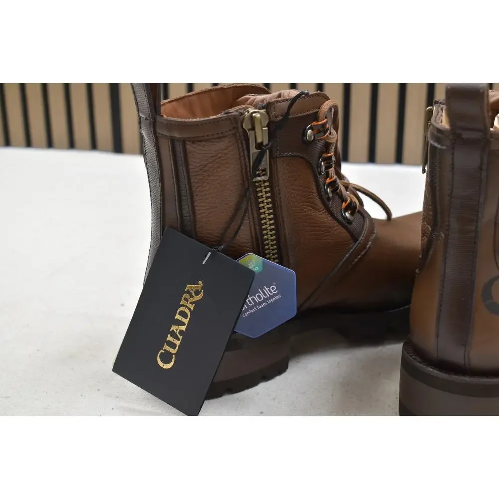 Cuadra Men's Honey Italian Deer Zip Lace Up Leather Boot CU945 US Size 8.5 EE